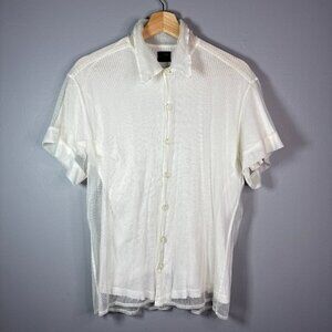 Vintage Jean Paul Gaultier Homme Sheer Mesh Ribbed Button Shirt